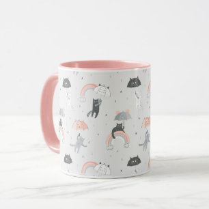 Cute Raining Cats Pattern Mug