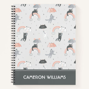 Cute Raining Cats Pattern Notebook