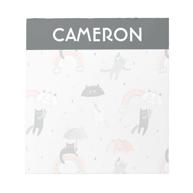 Cute Raining Cats Pattern Notepad (Front)