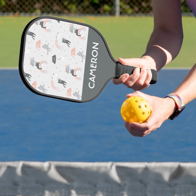 Cute Raining Cats Pattern Pickleball Paddle (Insitu)