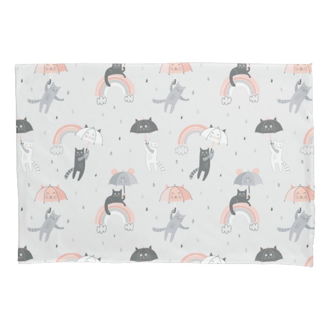 Cute Raining Cats Pattern Pillowcase (Front)