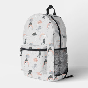 Cute Raining Cats Pattern Printed Backpack