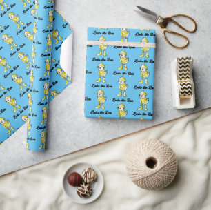 Cute Rainy Day Chick – “Looks Like Rain” Cartoon Wrapping Paper