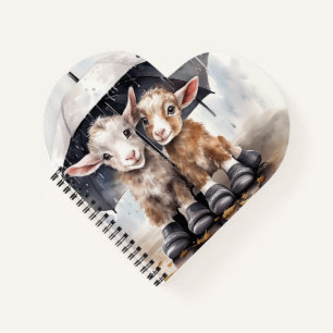 Cute Rainy Day Goats  Notebook