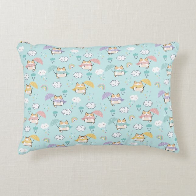 Cute Rainy Day Pattern Accent Pillow (Front)