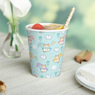 Cute Rainy Day Pattern Paper Cups