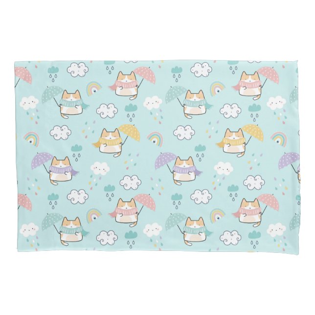 Cute Rainy Day Pattern Pillow Case (Front)