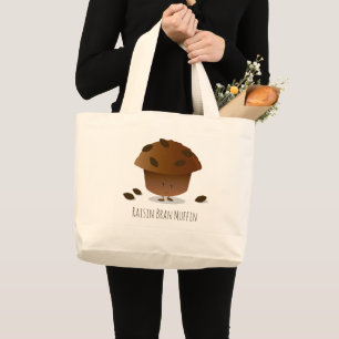 Cute Raisin Bran Muffin Cartoon Food Large Tote Bag