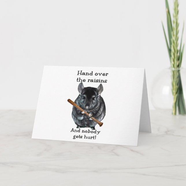 Cute Raisin Mean Chinchilla Holiday Card (Front)