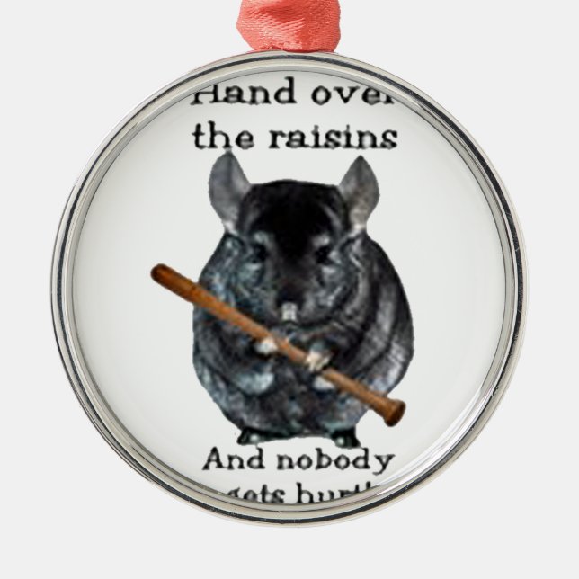 Cute Raisin Mean Chinchilla Metal Tree Decoration (Front)