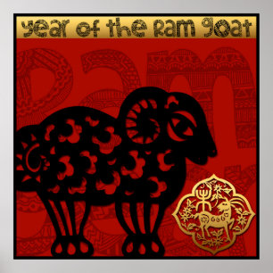 Cute Ram Chinese New Year Zodiac Birthday 40x40 Poster