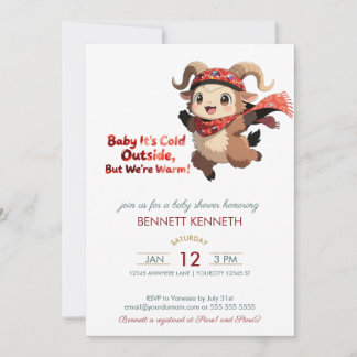 Cute Ram Winter Baby Shower Invitation