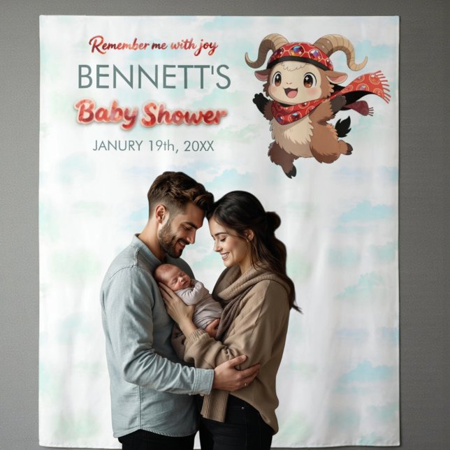 Cute Ram Winter Baby Shower Tapestry (Creator Uploaded)