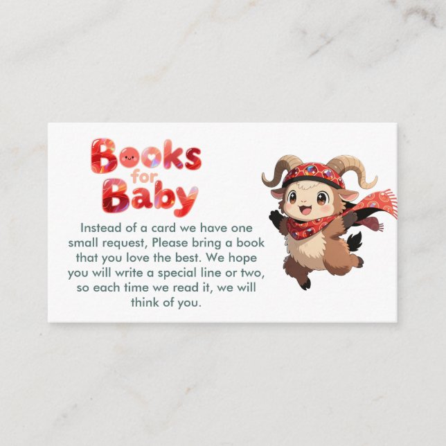 Cute Ram Winter Books for Baby Card (Front)