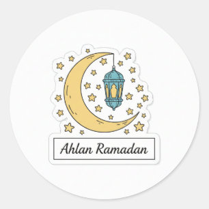 Cute Ramadan Moon and Lantern Sticker - Ahlan Rama