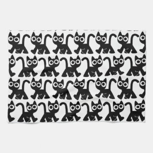 Cute Rambling Cartoon Cat Kitchen Towel