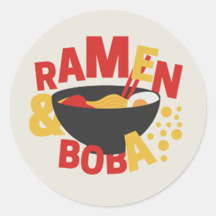 Cute Ramen and Boba Classic Round Sticker