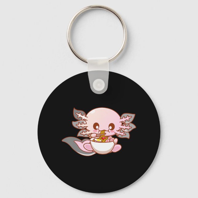 Cute Ramen Axolotl Kawaii Anime Japanese Food Girl Key Ring (Front)