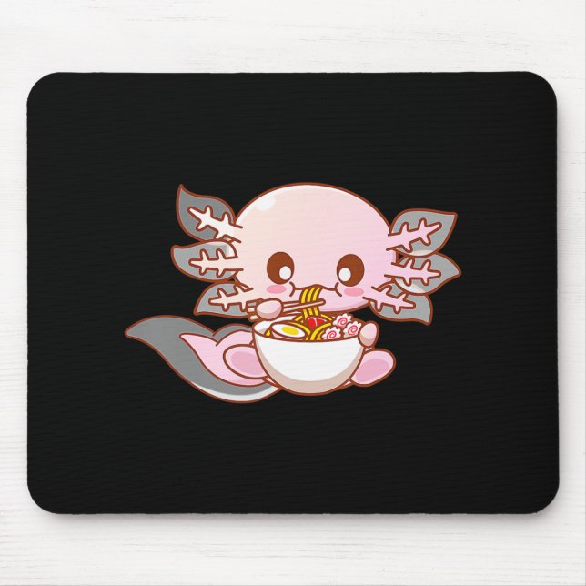 Cute Ramen Axolotl Kawaii Anime Japanese Food Girl Mouse Mat (Front)