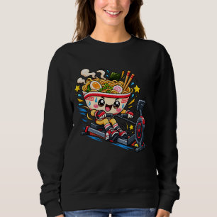 Cute Ramen Bowl Rowing Machine Cartoon Fitness Sweatshirt