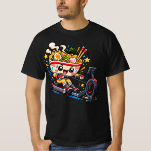 Cute Ramen Bowl Rowing Machine Fitness Cartoon T-Shirt