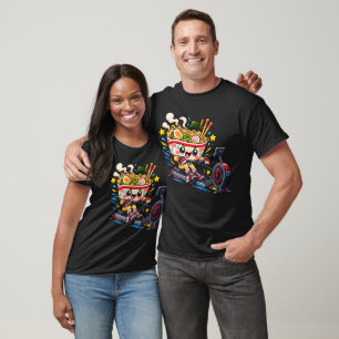 Cute Ramen Bowl Rowing Machine Fitness Cartoon T-Shirt