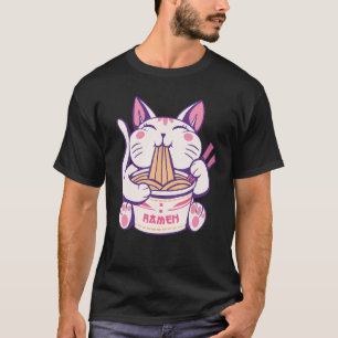 Cute Ramen Cat Japanese Food Kitty Nerd T-Shirt