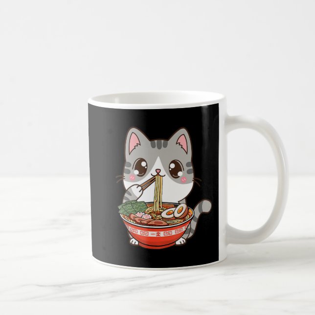 Cute Ramen Cat Kawaii Anime Japanese Food Boy Girl Coffee Mug (Right)