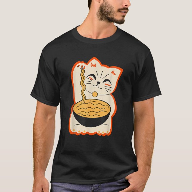 Cute Ramen Cat Kawaii Anime Japanese Neko Kids Gir T-Shirt (Front)