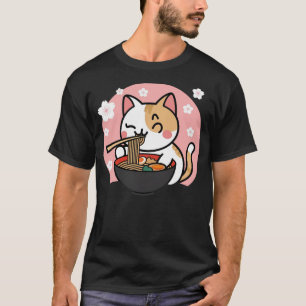 Cute Ramen Cat Kawaii Anime Sakura Pink T-Shirt