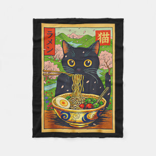 Cute Ramen Cat Nature Flowers Noodle Anime Fleece Blanket