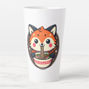 Cute Ramen Fox Illustration for Merch Design Latte Mug