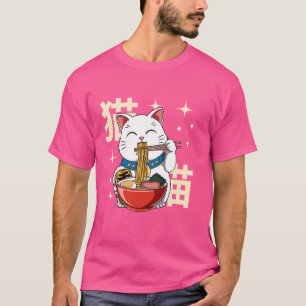 Cute Ramen Maneki Neko Noodle Soup T-Shirt