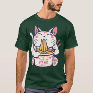 Cute Ramen Noodles, Cat Kawaii Anime, Cartoon Neko T-Shirt