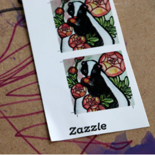Cute Ranunculus Skunk Lovers Pink Flowers          Heart Sticker