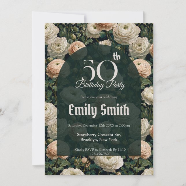 Cute Ranunculus Themed Summer Party Invitation (Front)