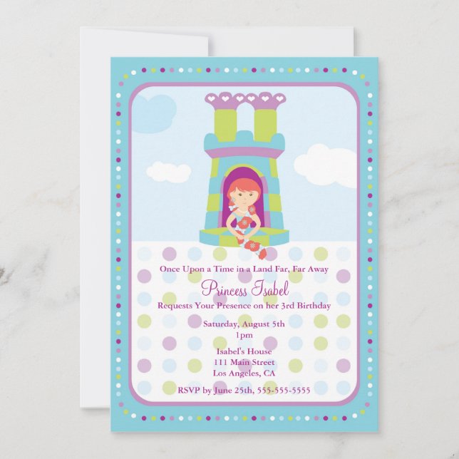 Cute Rapunzel Princess Birthday Party Invite (Front)