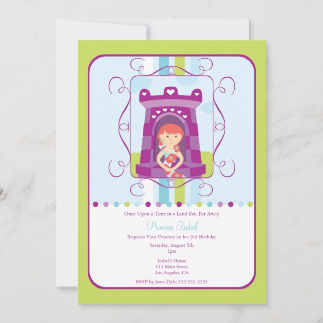 Cute Rapunzel Princess Birthday Party Invite (Front)