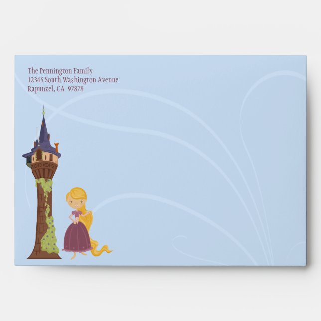Cute rapunzel tower customisable address envelope (Front)