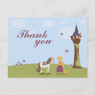 Cute rapunzel tower girl's thank you post card