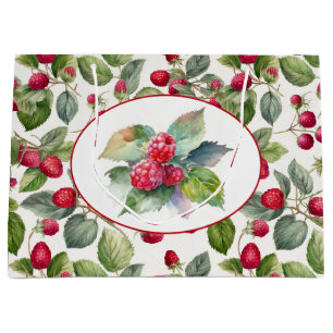 Cute Raspberries Watercolor Large Gift Bag