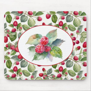 Cute Raspberries Watercolor Mouse Mat