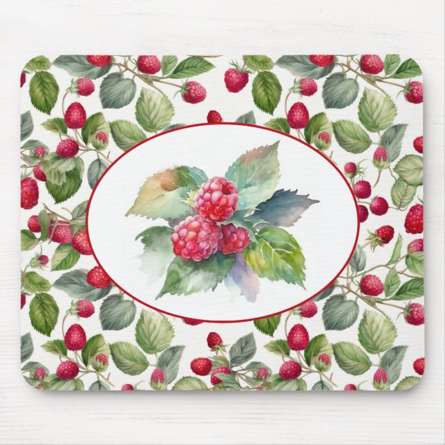 Cute Raspberries Watercolor Mouse Mat (Front)