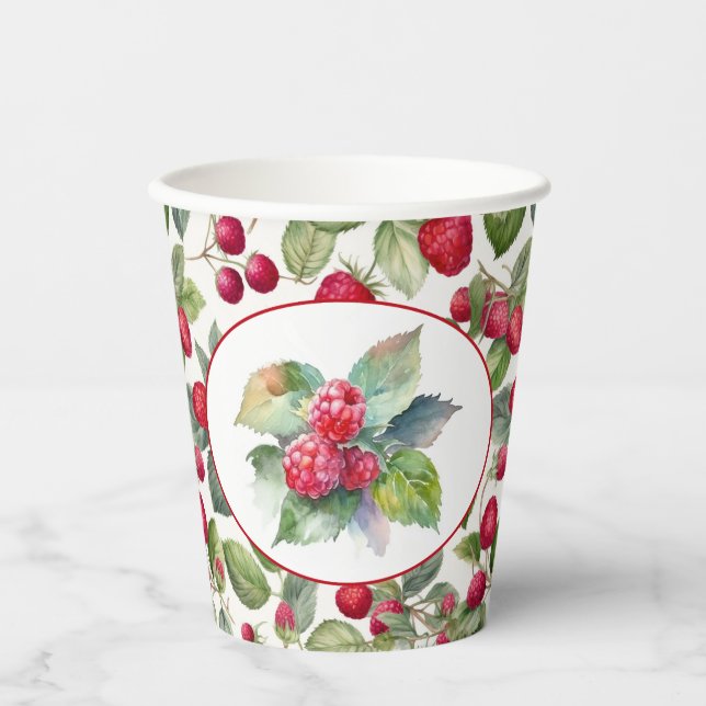 Cute Raspberries Watercolor Paper Cups (Front)