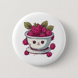 CUTE RASPBERRY 6 CM ROUND BADGE
