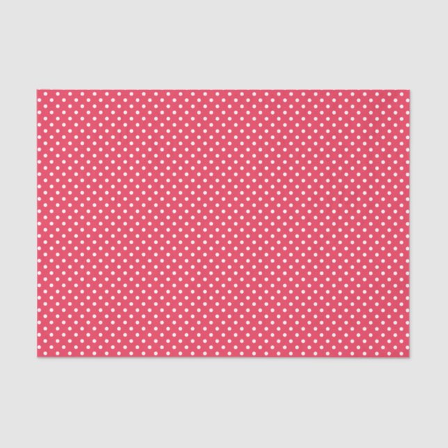 Cute Raspberry Pink & White Polkadots Tissue Paper (Front)