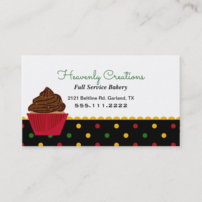 Cute Rasta Polka Dot Bakery Business Card (Front)