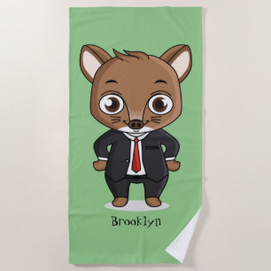 Cute rat cartoon illustration beach towel