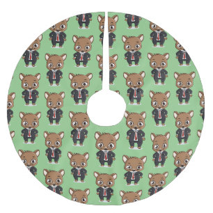 Cute rat cartoon illustration brushed polyester tree skirt
