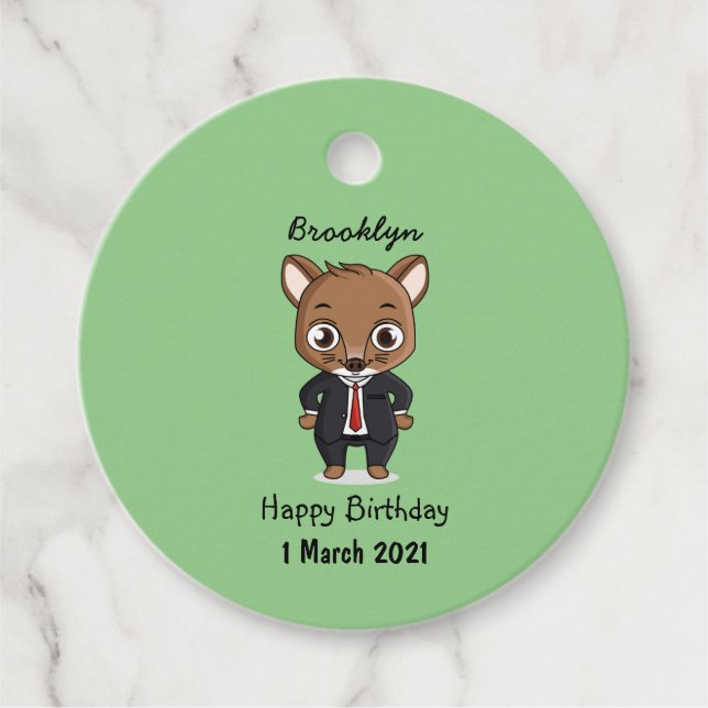 Cute rat cartoon illustration favour tags (Front)